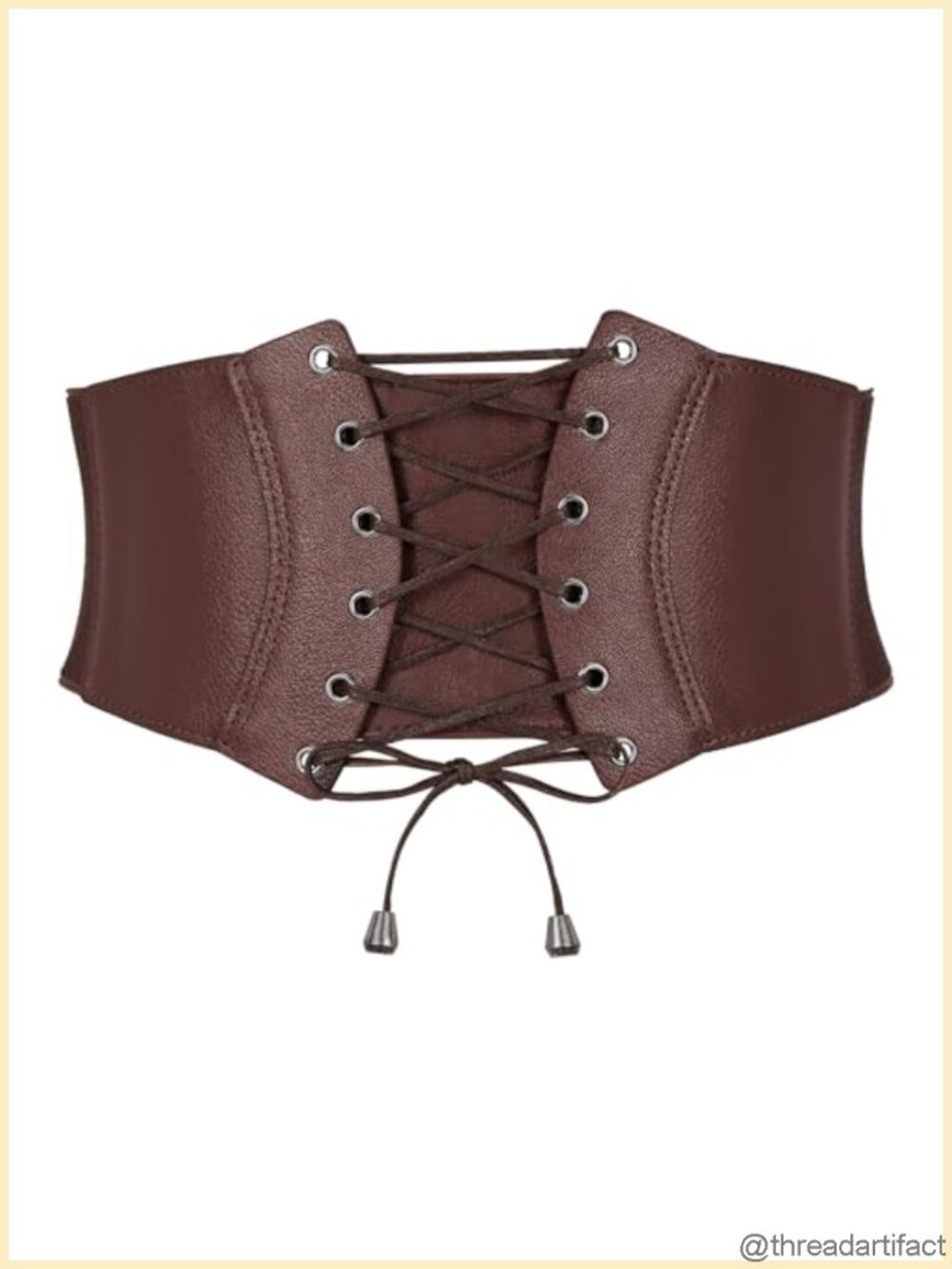 Faux Leather Lace-Up Corset Belt Vintage Waspie Waist Cincher Women
